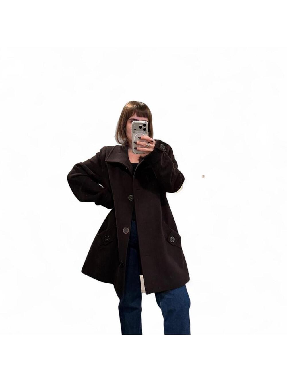 Vintage Dark Brown Wool Blend Coat